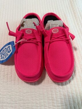 Hey Dude Women Hot Pink Knit Slip-On Mules